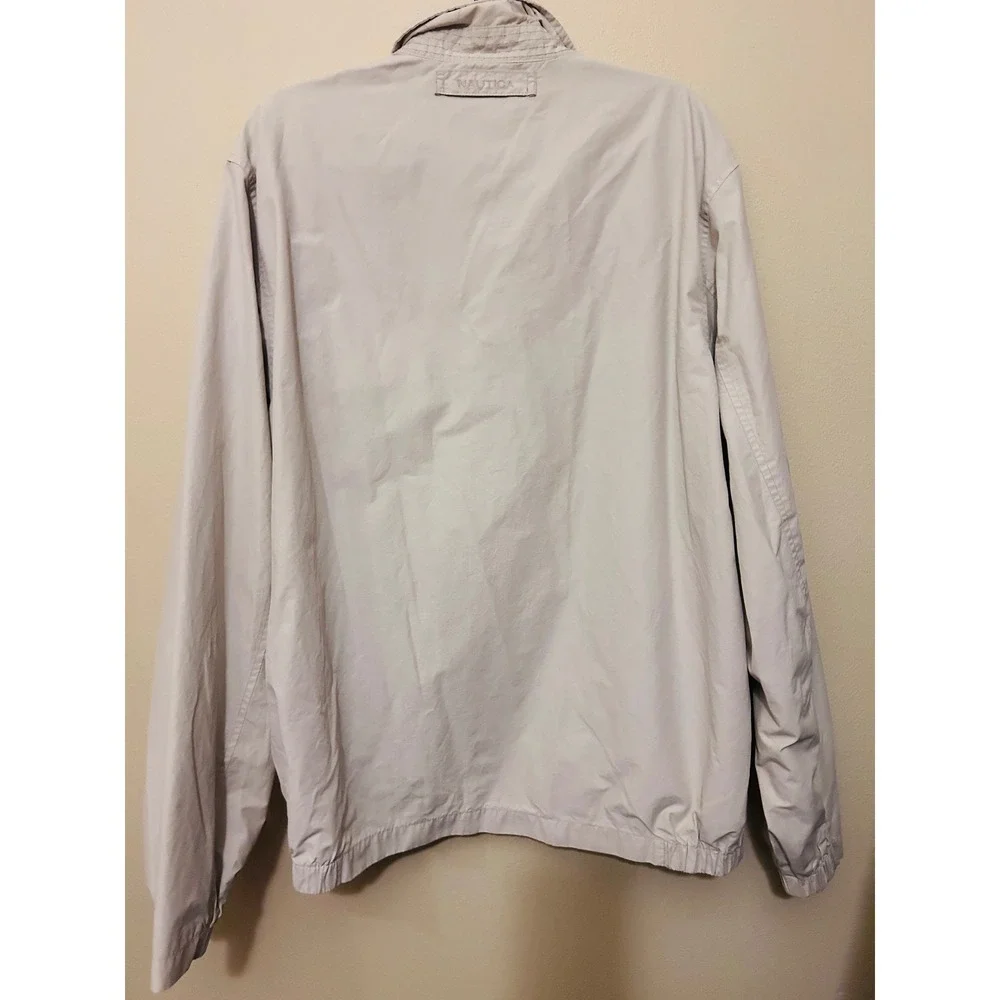 Nautica Harrington Jacket Mens XL Beige Good Zip Up Cotton Blend Windbreaker